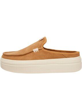Women's Tan Leather Austin Lift Platform Mule Lightweight Casual Slip-On Shoes